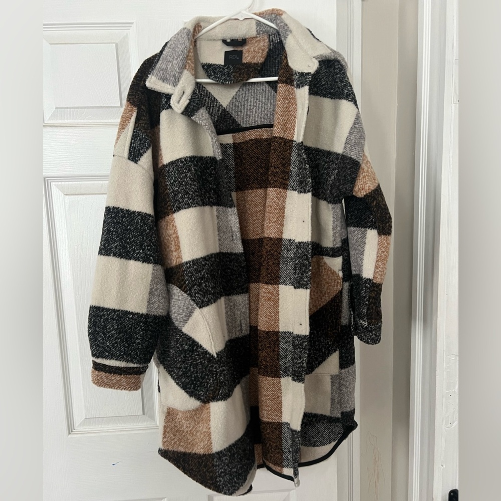 Plaid Wool Blend Coat